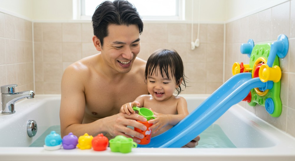 2〜4歳の発達を伸ばすお風呂あそび｜年齢別おもちゃ選びと親子で楽しむコツのサムネイル画像