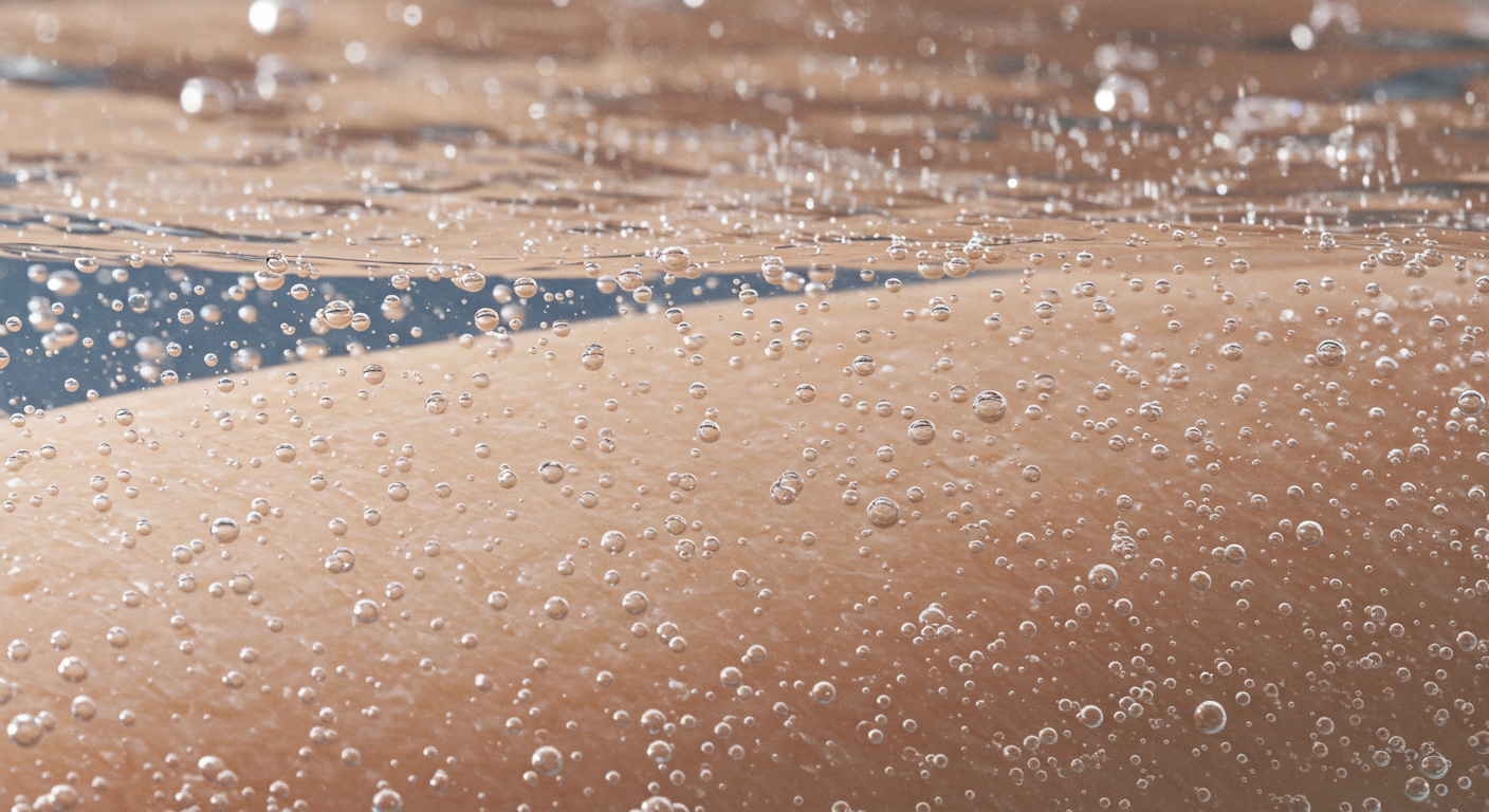 入浴中の肌に泡が付いた写真