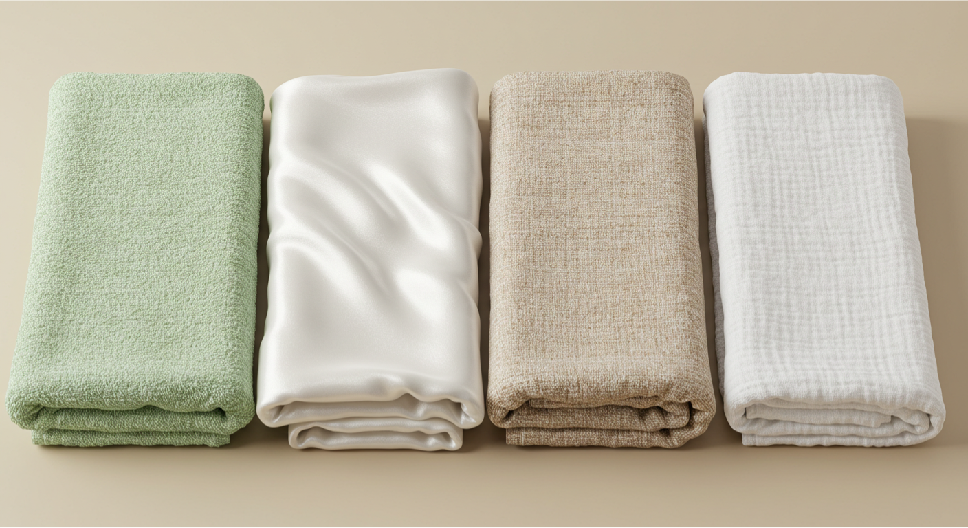 あかすり用のタオルを種類別に並べた比較写真