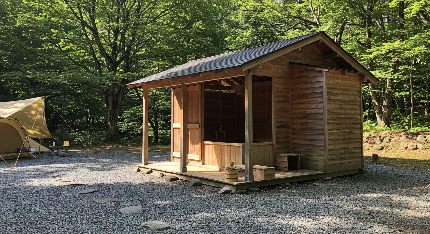 キャンプ場の貸切風呂外観（例）