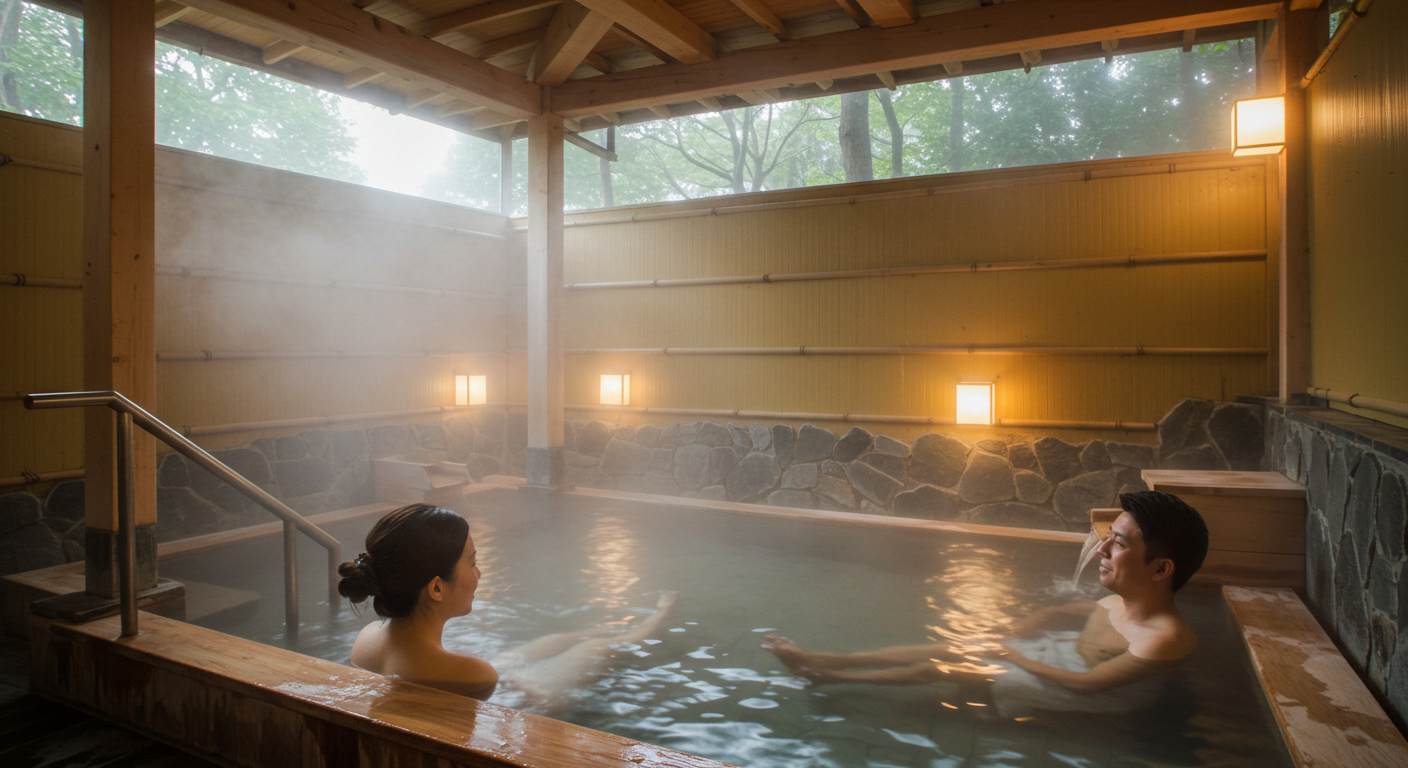 夫婦で過ごす貸切風呂時間