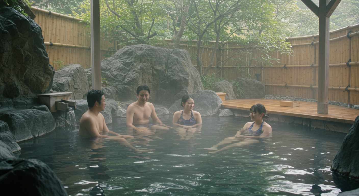 水着で入る混浴温泉のイメージ写真