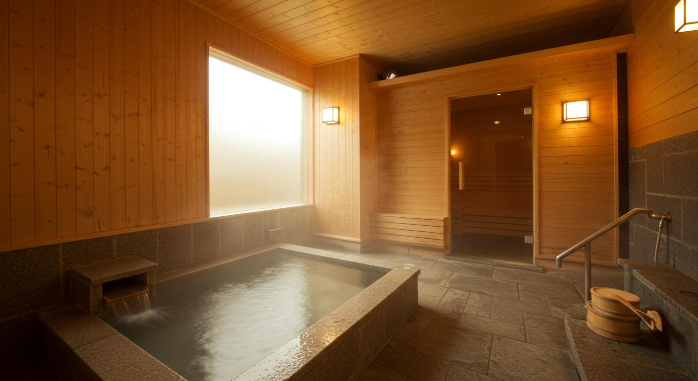 貸切温泉とサウナの室内イメージ