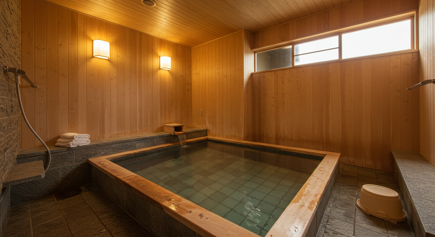 清潔感ある貸切風呂の室内